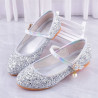 Girls' leather shoes catwalk model crystal shoes children's high heels princess shoes little girl performance shoes