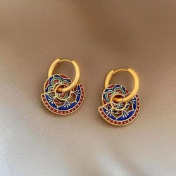 Chinese retro earrings, high-end ethnic earrings, enamel hot items