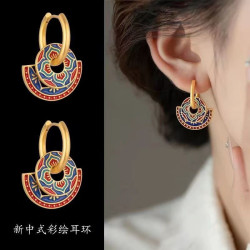 Chinese retro earrings, high-end ethnic earrings, enamel hot items