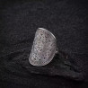 Miao bronze drum flower silver ring for women