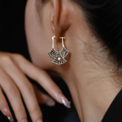 Haute couture! Chinese style carved phoenix tail urn earrings for women