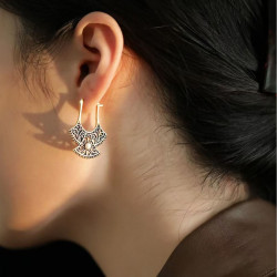 Haute couture! Chinese style carved phoenix tail urn earrings for women