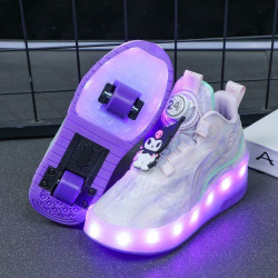 Girls' two-wheeled runaway shoes children's Kulomi charging luminous shoes skates shrink pulley shoes