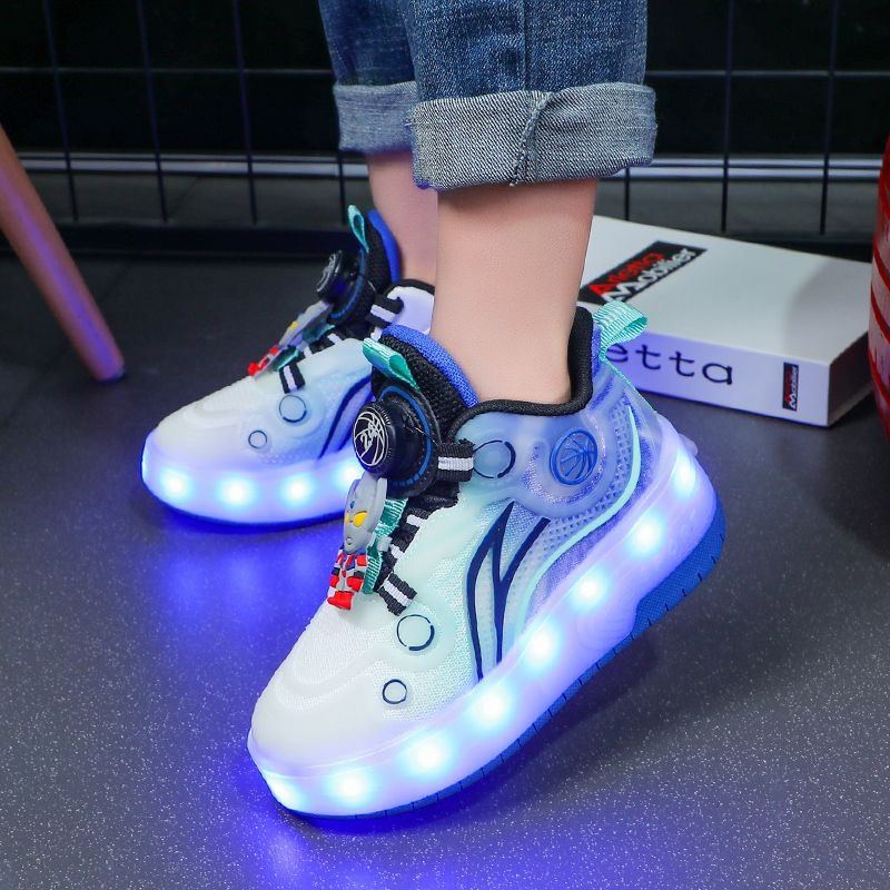 Girls' two-wheeled runaway shoes children's Kulomi charging luminous shoes skates shrink pulley shoes
