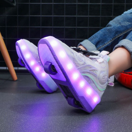 Girls' two-wheeled runaway shoes children's Kulomi charging luminous shoes skates shrink pulley shoes
