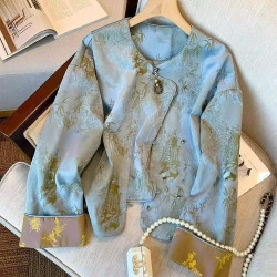 New Chinese style bamboo leaf jacquard jacket for women