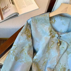 New Chinese style bamboo leaf jacquard jacket for women