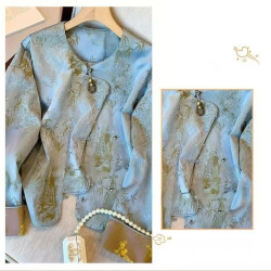 New Chinese style bamboo leaf jacquard jacket for women