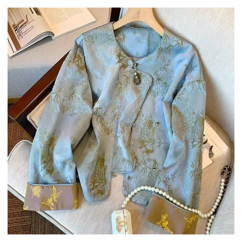 New Chinese style bamboo leaf jacquard jacket for women