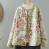 Printed Spring and Autumn Small Jacket Floral Shirt Chinese Style Ethnic Women