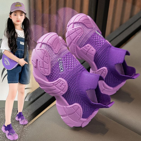 Baby mesh shoes, children's sneakers, summer breathable boys' and girls' fashion one-foot coconut shoes