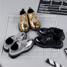 Men's and women's British leather shoes handsome performance 3 to 12 years old round toe sequins