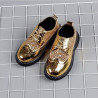 Men's and women's British leather shoes handsome performance 3 to 12 years old round toe sequins