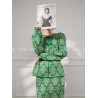 New Chinese style buttoned knitted skirt suit