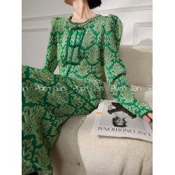 New Chinese style buttoned knitted skirt suit