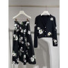 Printed skirt suit with beautiful knitwear