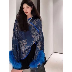 New Chinese style large size medium and long national style shirt for women