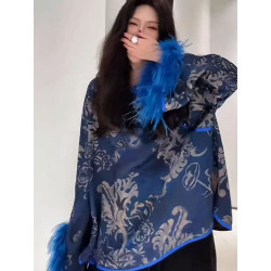 New Chinese style large size medium and long national style shirt for women