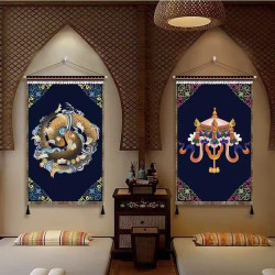 Tibetan auspicious eight treasures fabric hanging painting