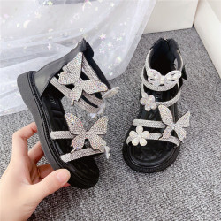 Children's shoes, children's soft-soled fashion princess shoes, rhinestone shoes, girls' Roman shoes