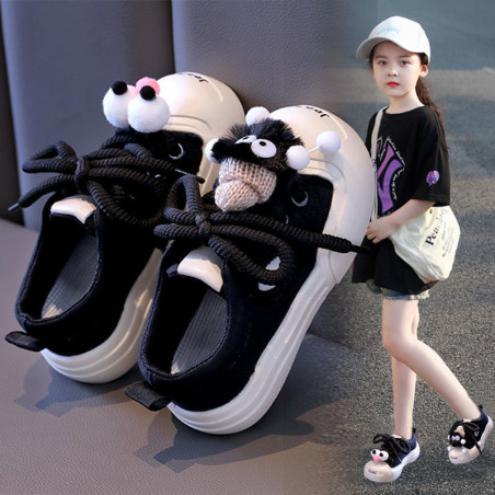 Girls' canvas shoes cute cartoon children's sneakers soft-soled non-slip casual sneakers