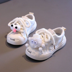 Girls' canvas shoes cute cartoon children's sneakers soft-soled non-slip casual sneakers