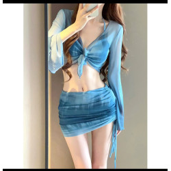 New fashion swimsuit  four-piece separate skirt-style hollow conservative swimsuit for women beach hot spring bikini.