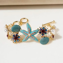Exotic beach ocean starfish coral lake bracelet shell anchor diamond bracelet girls Bohemian