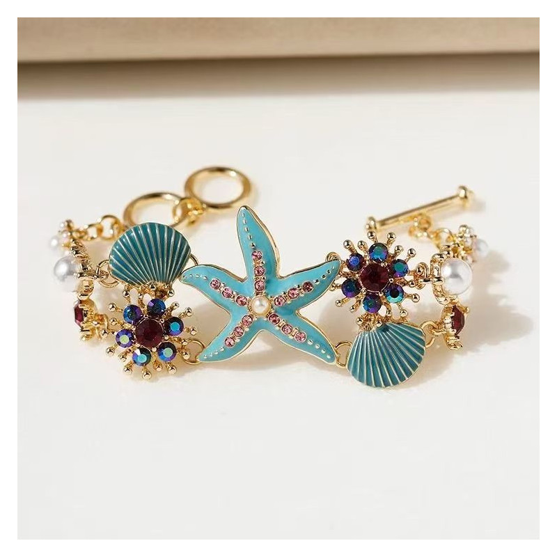 Exotic beach ocean starfish coral lake bracelet shell anchor diamond bracelet girls Bohemian