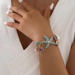 Exotic beach ocean starfish coral lake bracelet shell anchor diamond bracelet girls Bohemian