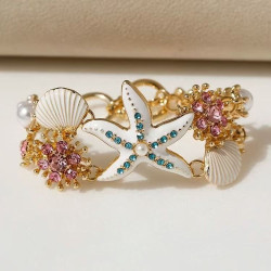 Exotic beach ocean starfish coral lake bracelet shell anchor diamond bracelet girls Bohemian