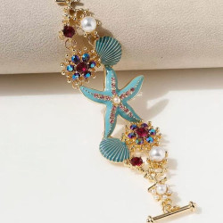Exotic beach ocean starfish coral lake bracelet shell anchor diamond bracelet girls Bohemian