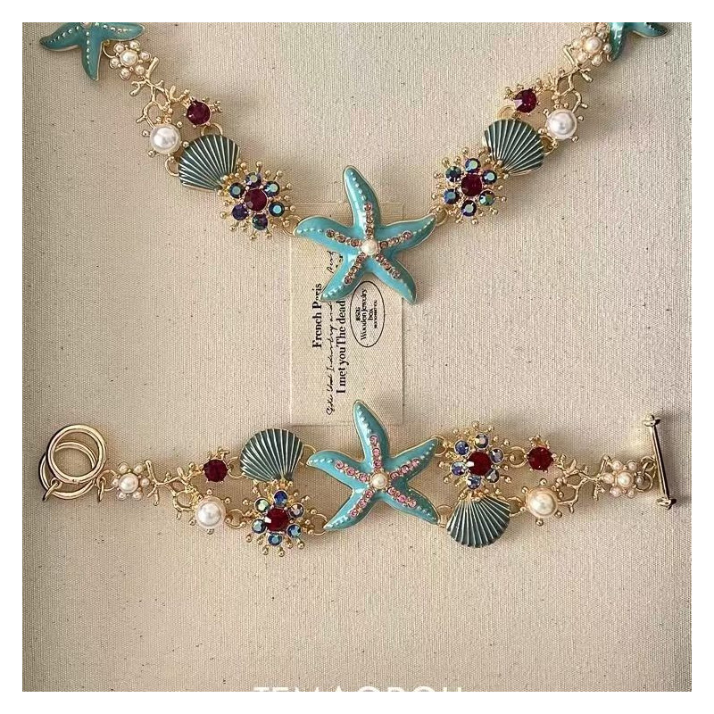 Starfish and Shell Necklace Three-Piece Set