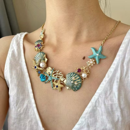 Starfish and Shell Necklace Three-Piece Set