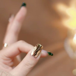 Dark green custom wearable nails medium and long nail art wearable nails high-end light luxury