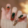 Dark green custom wearable nails medium and long nail art wearable nails high-end light luxury