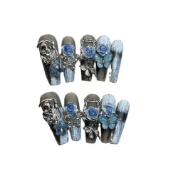 Wear blue evening manicure luxury rose niche hot girl manicure