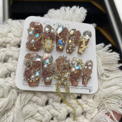 Purely hand-made personalized heavy-duty full-diamond and full-flower three-dimensional diamond ball nail art