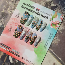 Oil painting tulips flowers new nail art middle ladder Chinese style sugar