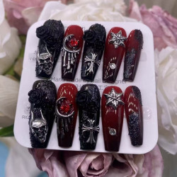 Gothic Blood Sacrifice Personalized Hottie Metal Retro Dark Black Rose Skull Hand-Wear Armor