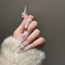Pure handmade temperament nail art French cat eye wearable nail tips