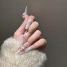 Pure handmade temperament nail art French cat eye wearable nail tips