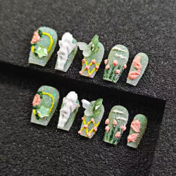 Korean green fresh lady angel butterfly autumn and winter nail art wear