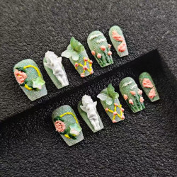 Korean green fresh lady angel butterfly autumn and winter nail art wear