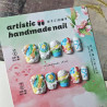 Oil painting flowers new nail art Chinese style frosted flowers short