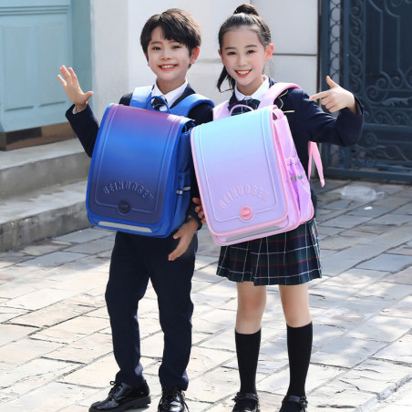 Gradient simple solid color student schoolbag vertical version backpack load reduction back protection