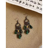 Qinghong | New Chinese ethnic style ancient style tassel bronze old green Bohemian long earrings