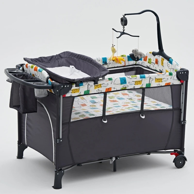 Baby cot foldable stitching large bed portable baby bed diaper table multifunctional mobile newborn cradle