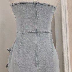 European style fashionable temperament three-dimensional flowers washed old flared waist slim tube top jumpsuit
