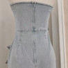 European style fashionable temperament three-dimensional flowers washed old flared waist slim tube top jumpsuit